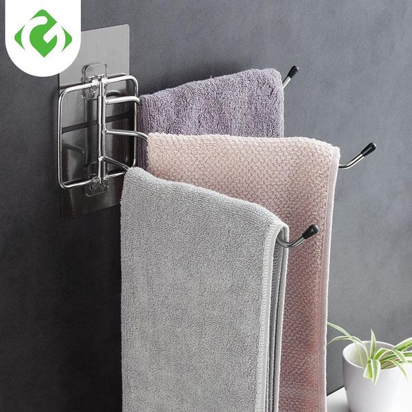 

towel racks 1pc stainless steel rack shower shelf wall-mounted holder adhesive force bathroom pendant toilet paper