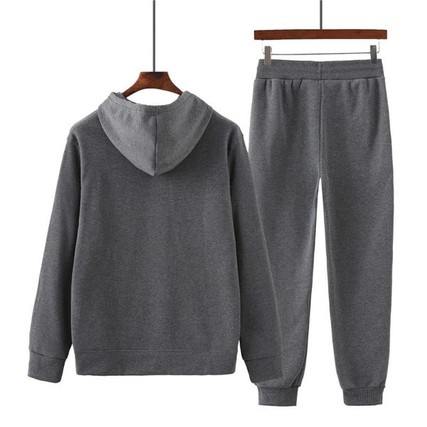 

men's tracksuits 2021 sweatshirt + sweatpants fashion suit for men and women couples solid color hooded sweater two-piece sports, Gray
