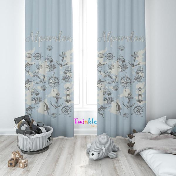 

boy girl kids baby room special design world model shading double wing curtain living bedroom cornice button tie gift & drapes