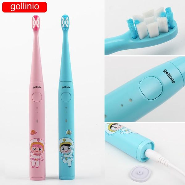 

smart electric toothbrush gollinio kids usb fast charging sonic electronic rechargeable tooth brush replacement head gl54a