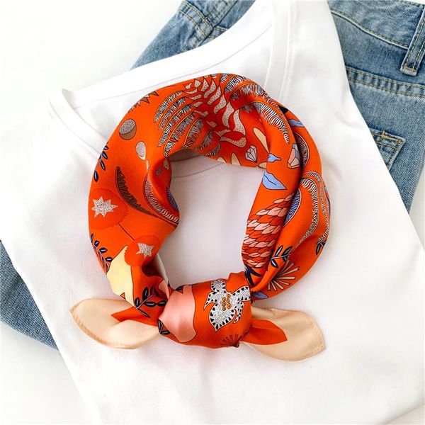 

women real silk scarf hairband foulard female neckerchief design print bandana lady square scarves fashion kerchief 2021, Blue;gray