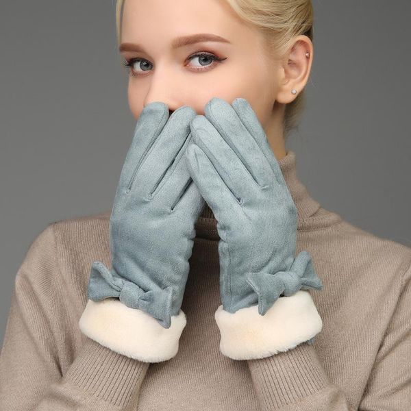 

fingerless gloves glove keep warm thickening ride a bike cycling lovely korean schoolgirl can touch screen winter increase down, Blue;gray