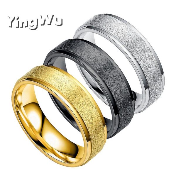 

wedding rings yingwu simple silver black finger signet gold color men stainless steel women engagement ring jewelry accessories, Slivery;golden