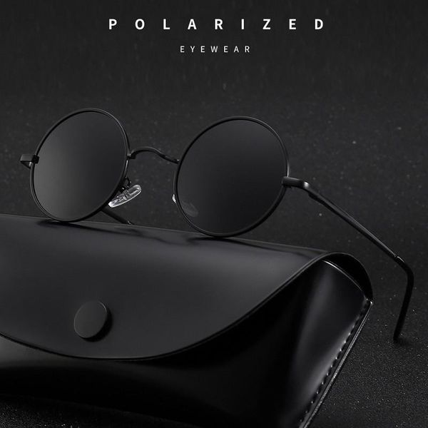 

polarized brand designer round sunglasses men women retro sun glasses male female metal frame driving eyewear uv400, White;black