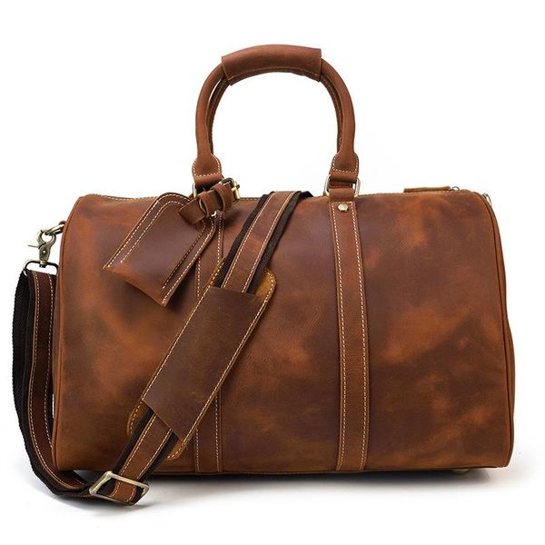 

duffel bags men's handbag big travel genuine leather male luggage shoulder bag large capacity duffle weekend tote men