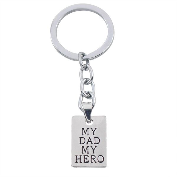 

silver plated creative carved my dad my hero letters pendant keychain key rings car keychains father's day gift, Slivery;golden