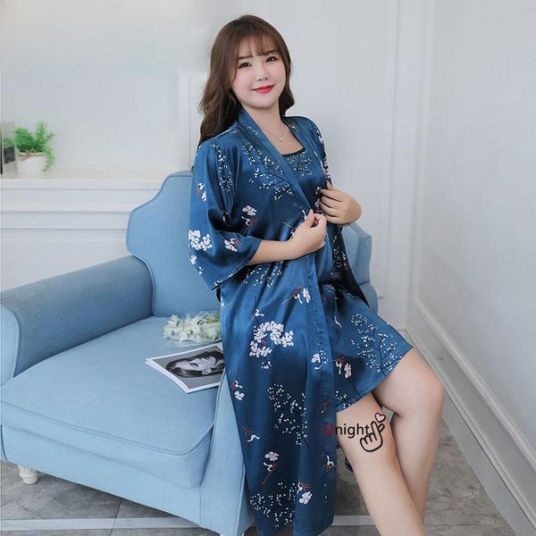 

large size women's nightgown silk satin sleepwear robes sets nightgowns night dress women bath gown 5xl 6xl 7xl pijama, Black;red