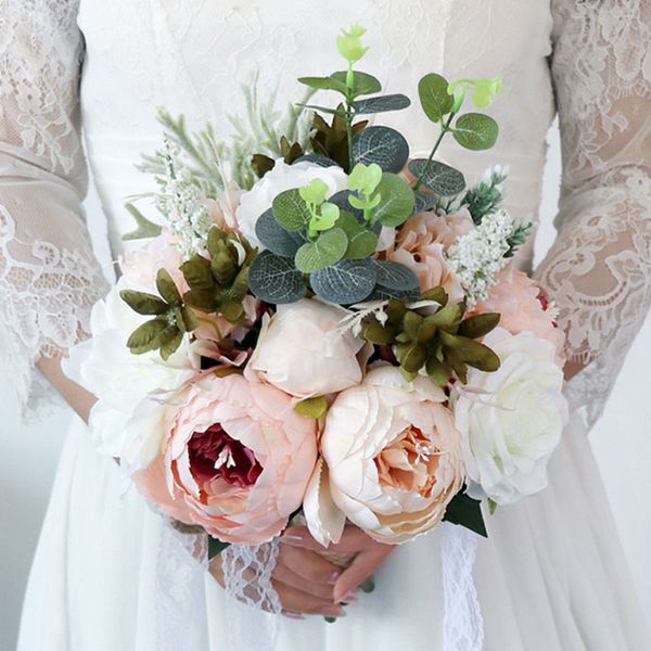 

european style bouquet wedding flowers bridal bouquets with lace ribbon