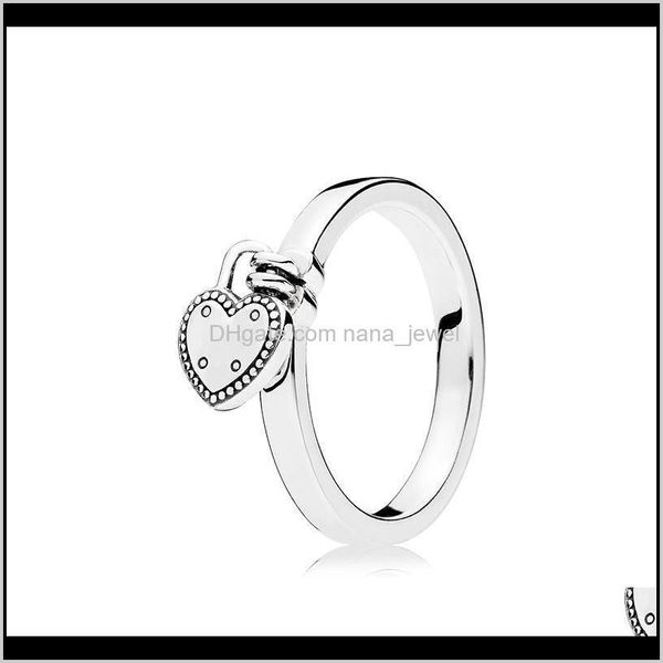 

925 sterling silver heart pendant wedding rings original box for pandora heart-shaped padlock ring women luxury designer ring set hpit d9obx, Slivery;golden
