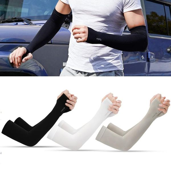 

sun protection cuff sport arm sleeves uv protect anti-slip ice silk sleeve basketball armband tattoo cover elbow & knee pads, Black;gray