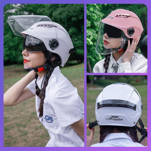 

motorcycle helmets 2021 men women summer helmet scooter dual lens sun uv protection electric bike visors motocross casco moto