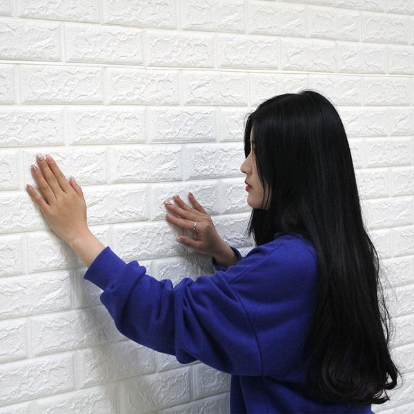 Adesivos de parede 3d Auto-adesivo papel de parede Tijolo quarto infantil Quarto Rede de fundo vermelho decoração de casa viva