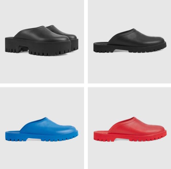 

luxury designer slippers women men sandals hollow pattern rubber platform groove sole waterproof sandal casual shoes fashion classical slide, Black