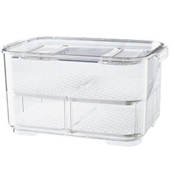 

storage bottles & jars fruit and vegetable fresh-keeping box plastic transparent drain refrigerator with lid