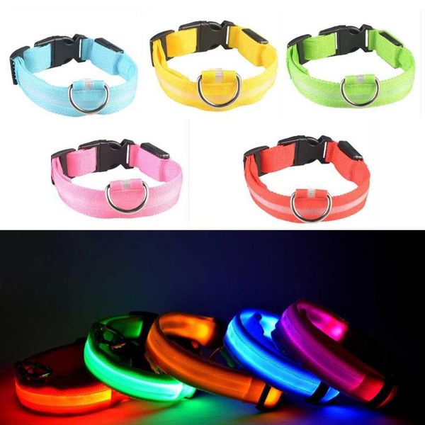 

pet dog collar for small medium large dogs neck strap led flashing accessories perro collars & leashes