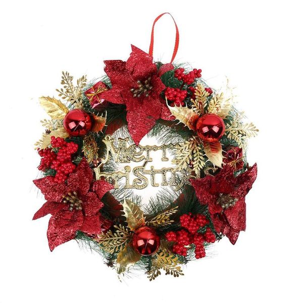 

decorative flowers & wreaths 2021 30cm pine cone red ball safflower high-end christmas wreath decorations el outdoor
