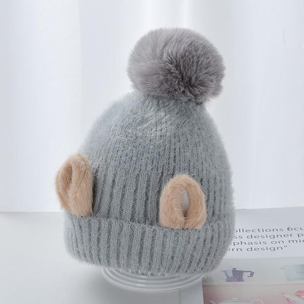 

beanies kenshelley korean version beanie children double-layer knitted hat winte thicken woolen warm for kids