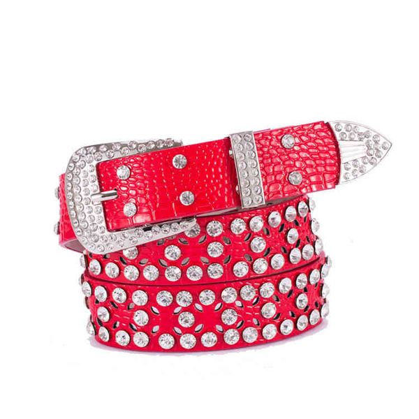 

2021 selling fashion drs women's decorative buckle metal rivet water drill belt, Black;brown