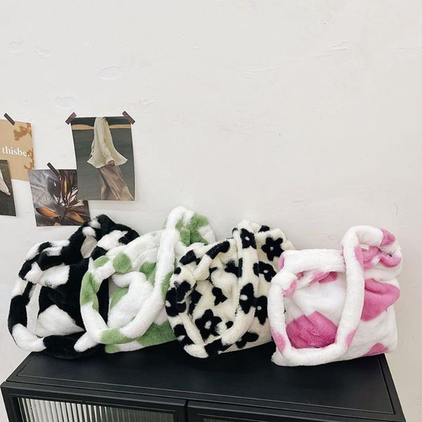 

evening bags vertical square shoulder bag classic women casual heart printing plush messenger leisure ladies handbags