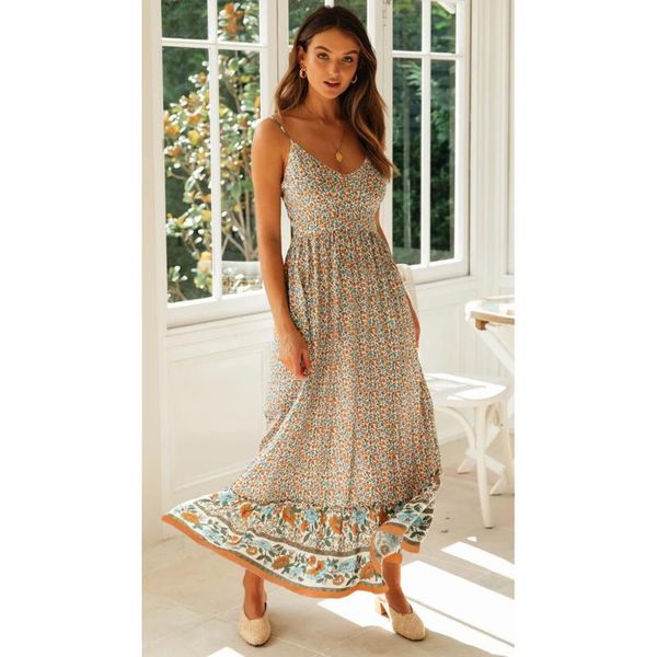 

casual dresses printing holiday woman beach style dress v-neck spaghetti strap female vestido, Black;gray
