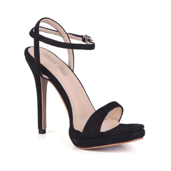 

party ankle strap stiletto high heel women sandal sandale femmes talon haut aiguille bride de cheville soiree yj0640asl-a13 dress shoes, Black