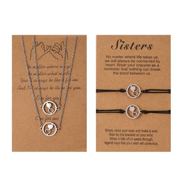 

chains matching heart pendants necklace long distance friendship jewelry for christmas d55y, Silver