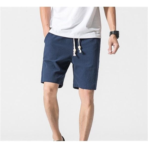 

men's cotton and linen shorts youth loose beach casual 210716, White;black