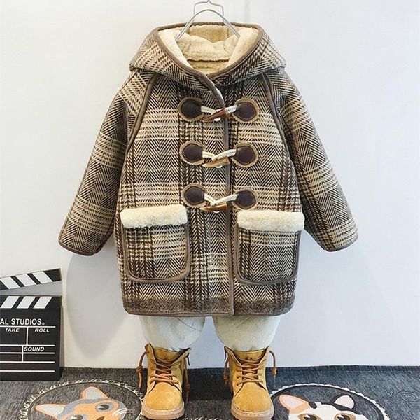 

men's hoodies & sweatshirts children's woolen coat plus velvet padded long, Black
