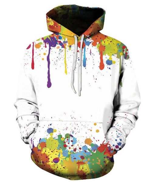 

men's hoodies & sweatshirts 2021 3d hoodie boys and girls painted spots printed long-sleeved hat sweatshirt street pullover, Black