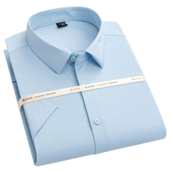 

men's dress shirts men shirt non iron fashion short sleeve business formal regular fit office camisa social masculina c01, White;black