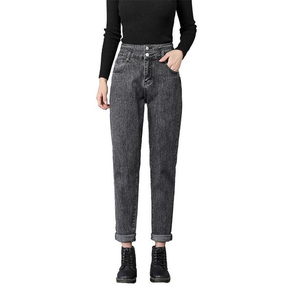 

women's jeans pants for women gray stretch 2021 all-match thin high-waisted straight wide-leg harlan spring daddy pencil, Blue