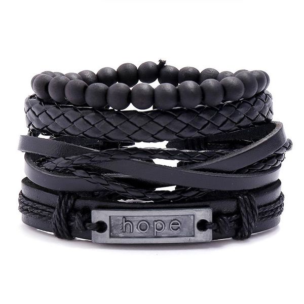 

charm bracelets western style vintage punk hope leather bracelet/bangle diy, 4 pcs/set, Golden;silver