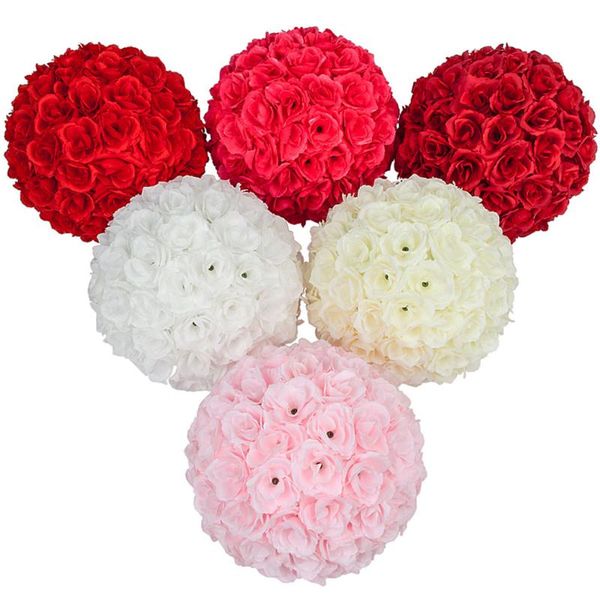 

decorative flowers & wreaths 10pcs 25cm flower balls wedding decoration wine red for bridal hold bouquet home garden supplie