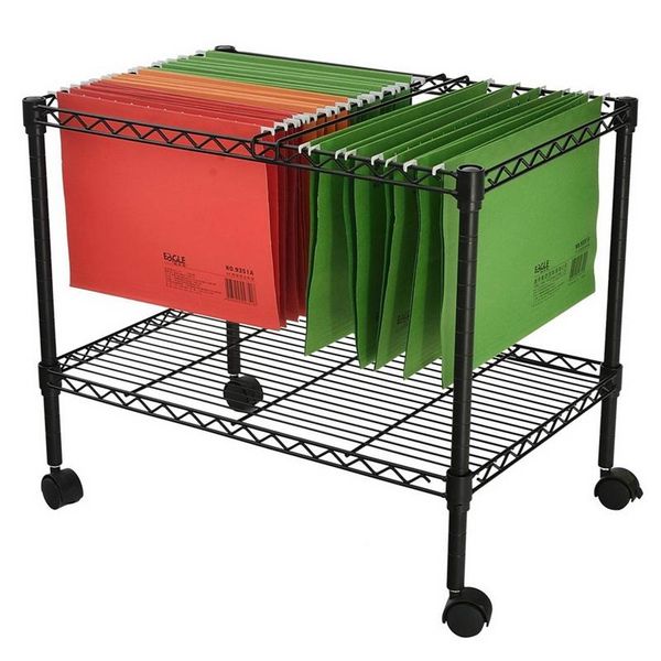 

single tier metal rolling mobile file cart storage boxes & bins
