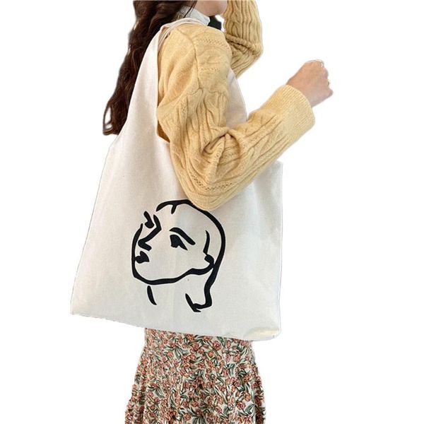 

storage bags simple female illustration vest bag portable shoulder durable large capacity casual shopping