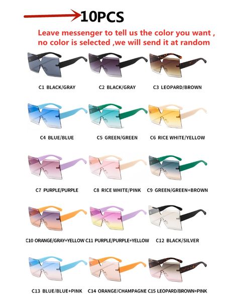 Frameless Big Frame Personalidade Coringa Conjunto Colorido Óculos de Sol Multicolor Moda Ins Cross-fronteiriço Óculos de sol 1791
