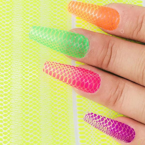 

nail art kits 2021 3d snake stripe stickers neon curve design manicure decal slider water wraps tool decorations
