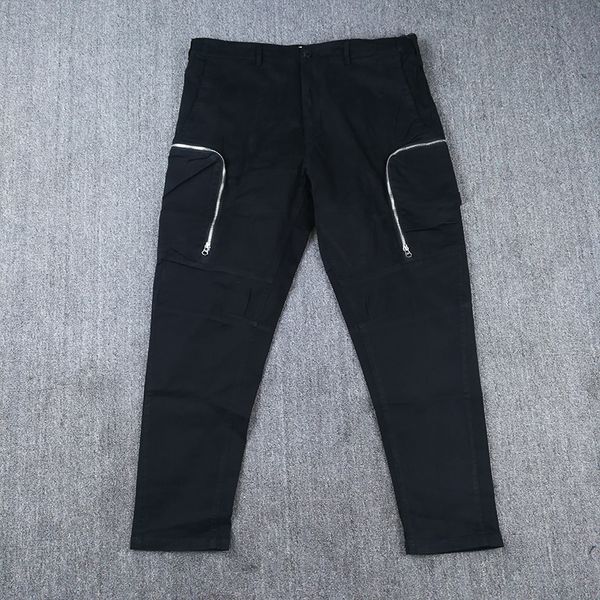 

2021 outdoor sports pants men's street casual pocket hip hop solid color overalls jogging suit leisure trousers, Black