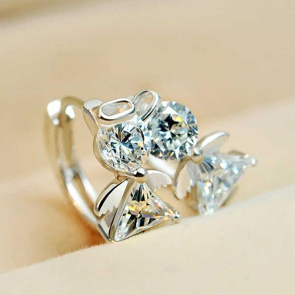 

hoop & huggie huitan ly designed small earrings women creative angel shaped low-key simple and elegant exquisite girls gift, Golden;silver
