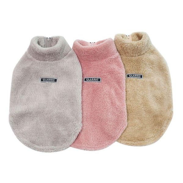

dog apparel pet autumn/winter solid high collar cotton wool coat teddy costume coral velvet clothes