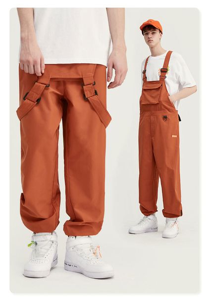 

pantverano hombres babero monos color slido beam feet suelta juventud de hip hop overoles ocio cool cargo pantalones negro, Black