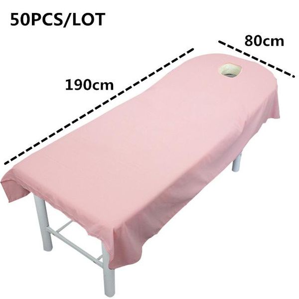 

sheets & sets dhl 50pcs salon bed spa massage treatment polyester table cover sheet with hole for beauty home textile