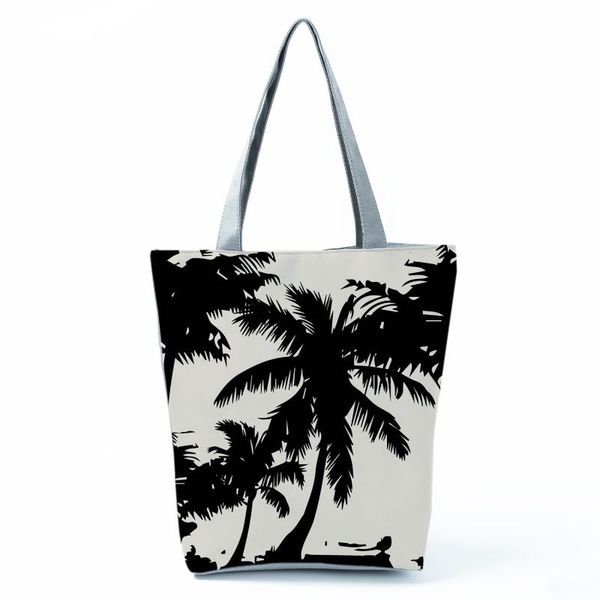 

evening bags coconut tree printed handbags landscape all-match shoulder bag eco friendly shopping high capacity tote portable beach