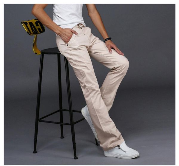 

pantmen's casual trousers youth slim straight work korean style trendy long pants, Black
