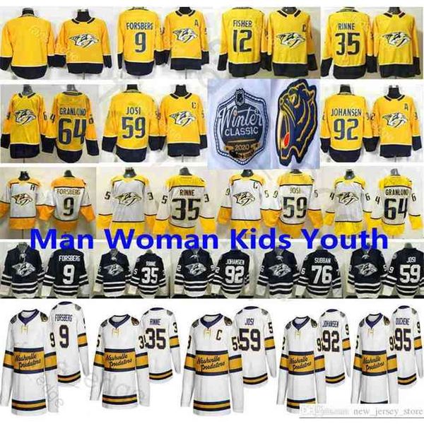 

96 2020 Winter Classic Nashville Predators 9 Filip Forsberg 35 Pekka Rinne 59 Roman Josi 92 Ryan Johansen Mikael Granlund Ice Hockey Jerseys, Women size s-xl