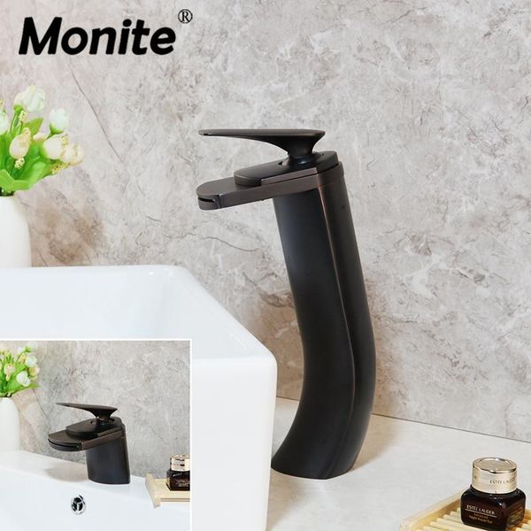 

bathroom sink faucets monite solid brass black orb faucet waterfall deck mount basin vessel mixer taps water