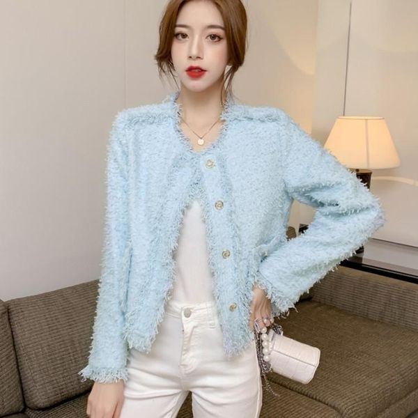

women's jackets 2021 korean vintage women autumn tassel tweed single breasted female fashion office lady outwear, Black;brown