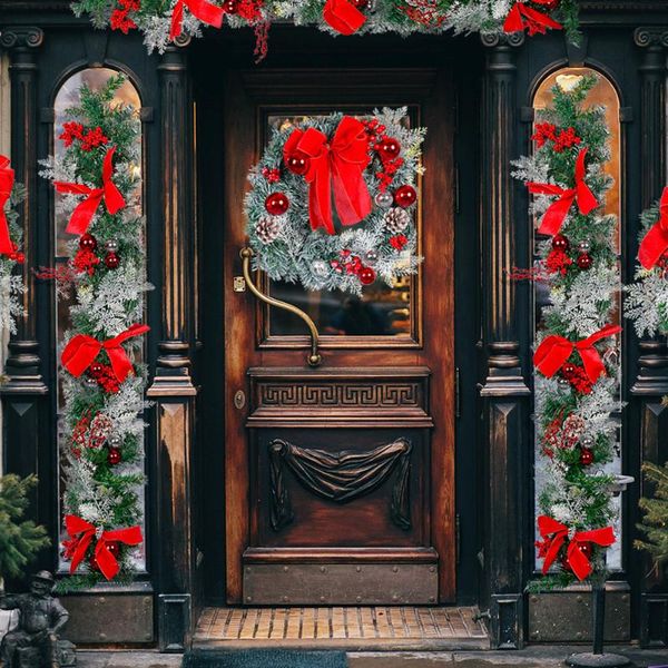 

decorative flowers & wreaths plastic christmas door decoration rattan wreath with flower green petals garland for atmosphere props