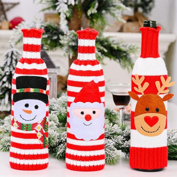 

party masks 2pcs decorations striped knitted wine bottle cover christmas for decoration
