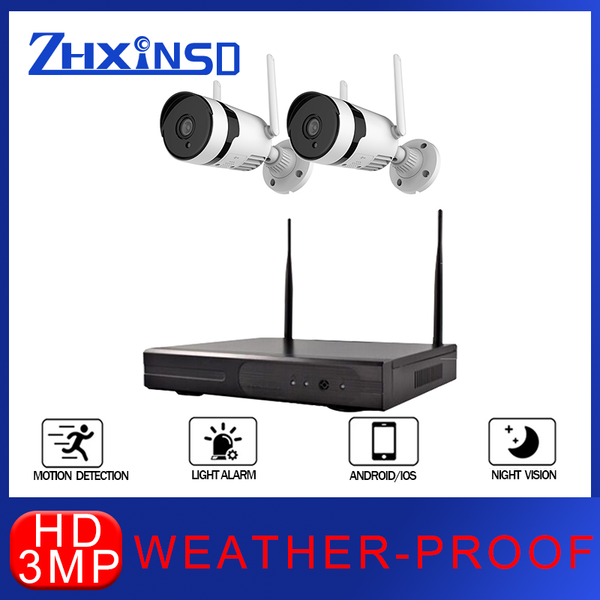 

wireless camera kits zhxinsd ultra hd surveillance system 2ch 3mp nvr cctv video recording outdoor weatherproof security kit